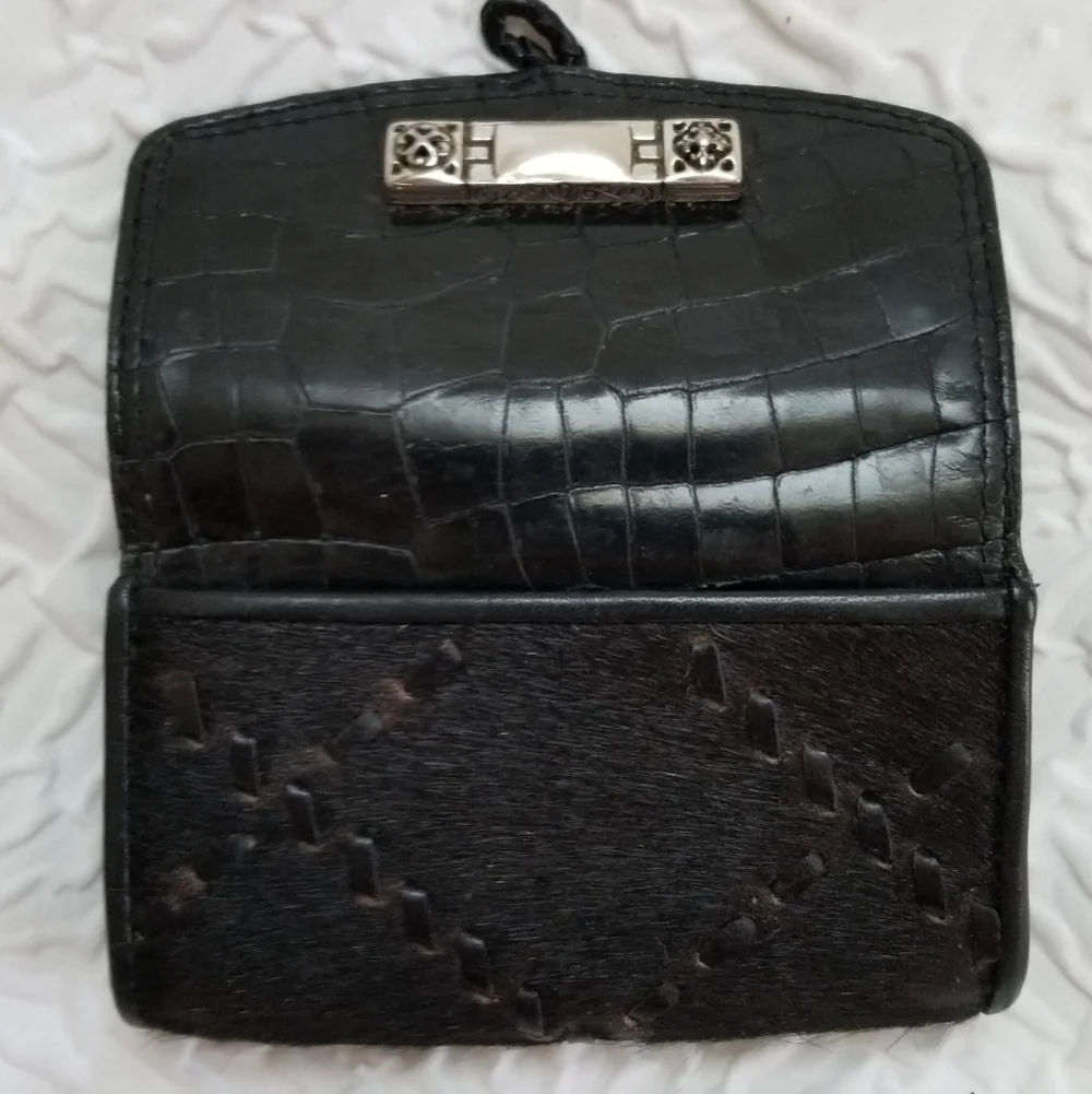 Brighton Black Leather & horse hair coin purse